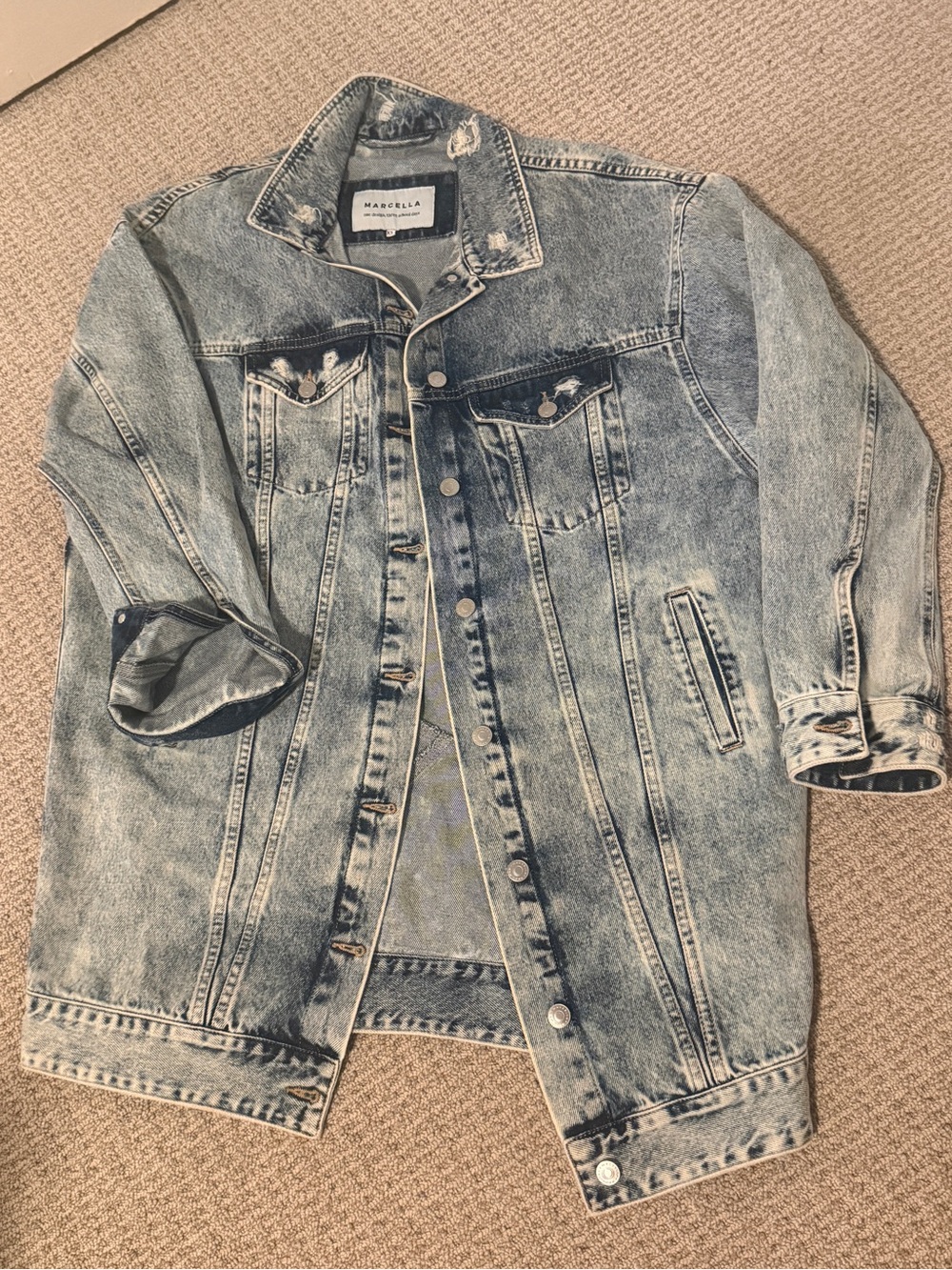 Marcella NYC Women’s Oversized Acid Wash Denim Jacket